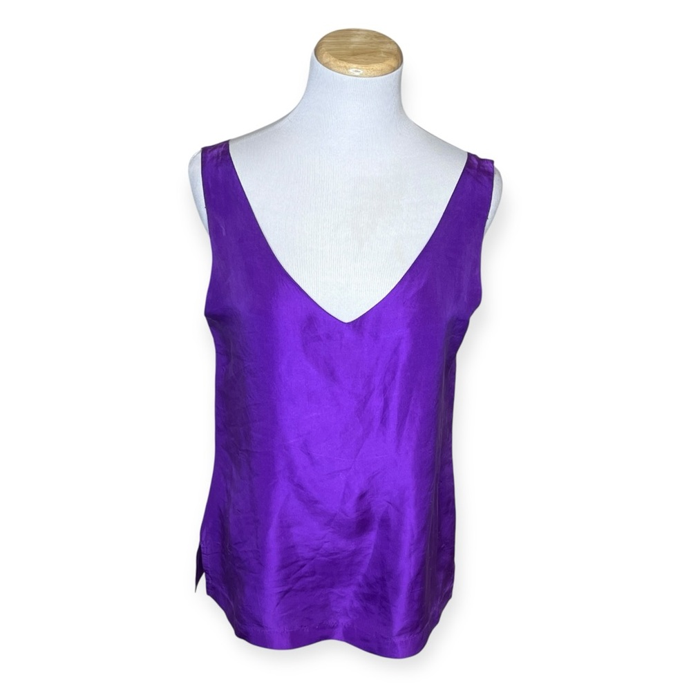 Flawed Gem // The Limited Purple Silk Vented Sleeveless V Neck Tank Top SMALL